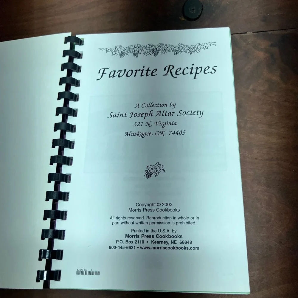 Favorite Recipes St Joseph Altar Society 2003 Cookbook Muskogee Oklahoma Spiral